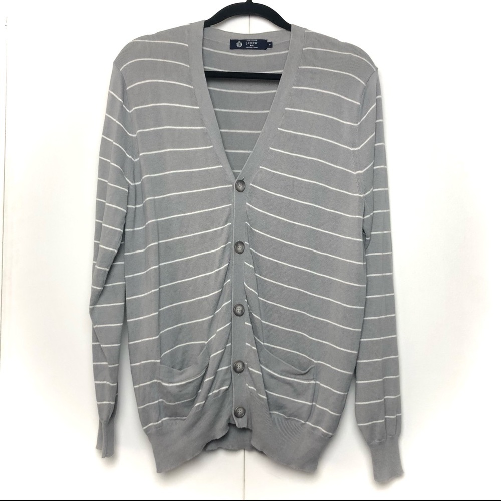 J. Crew Factory Striped V Neck Cardigan Sweater